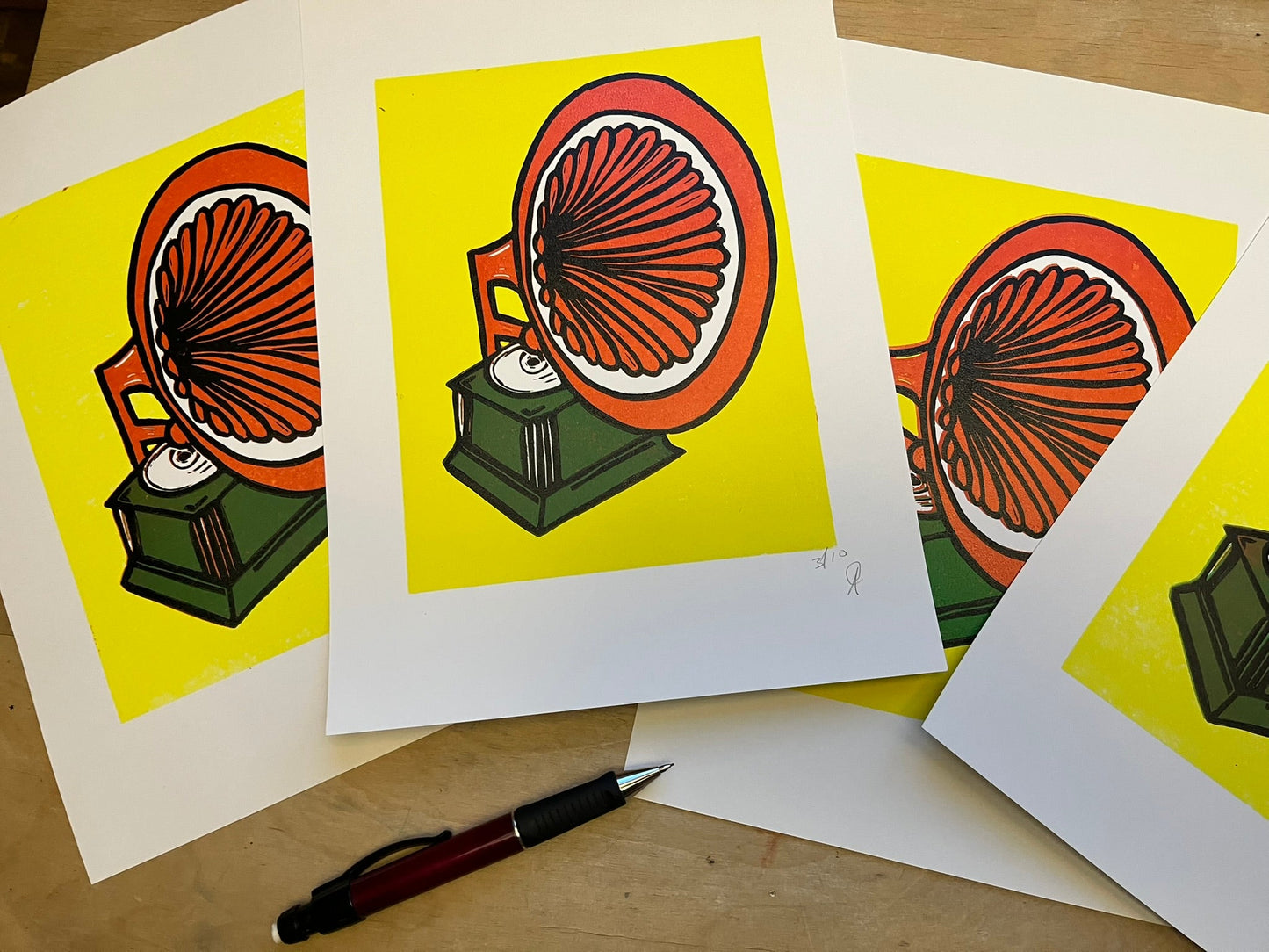 Handprinted Gramophone Print - Limited Edition