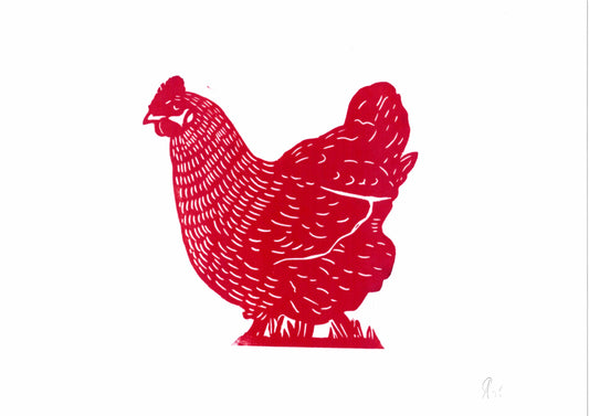 Hen Print - Handmade Linocut - Original Handmade and handprinted From £10