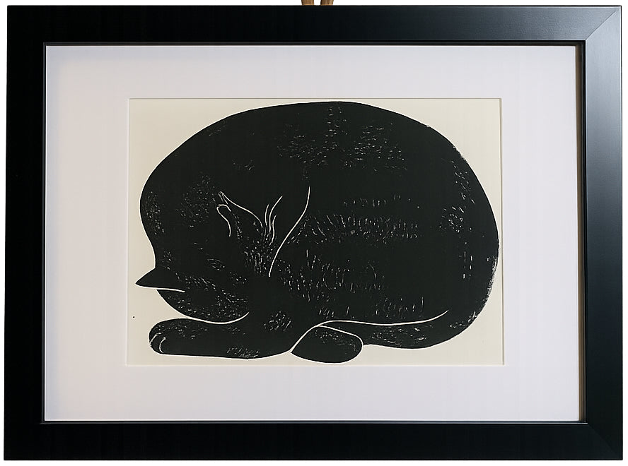 Sleepy Cat Print Handmade Linocut -Original design linocut print. From £10