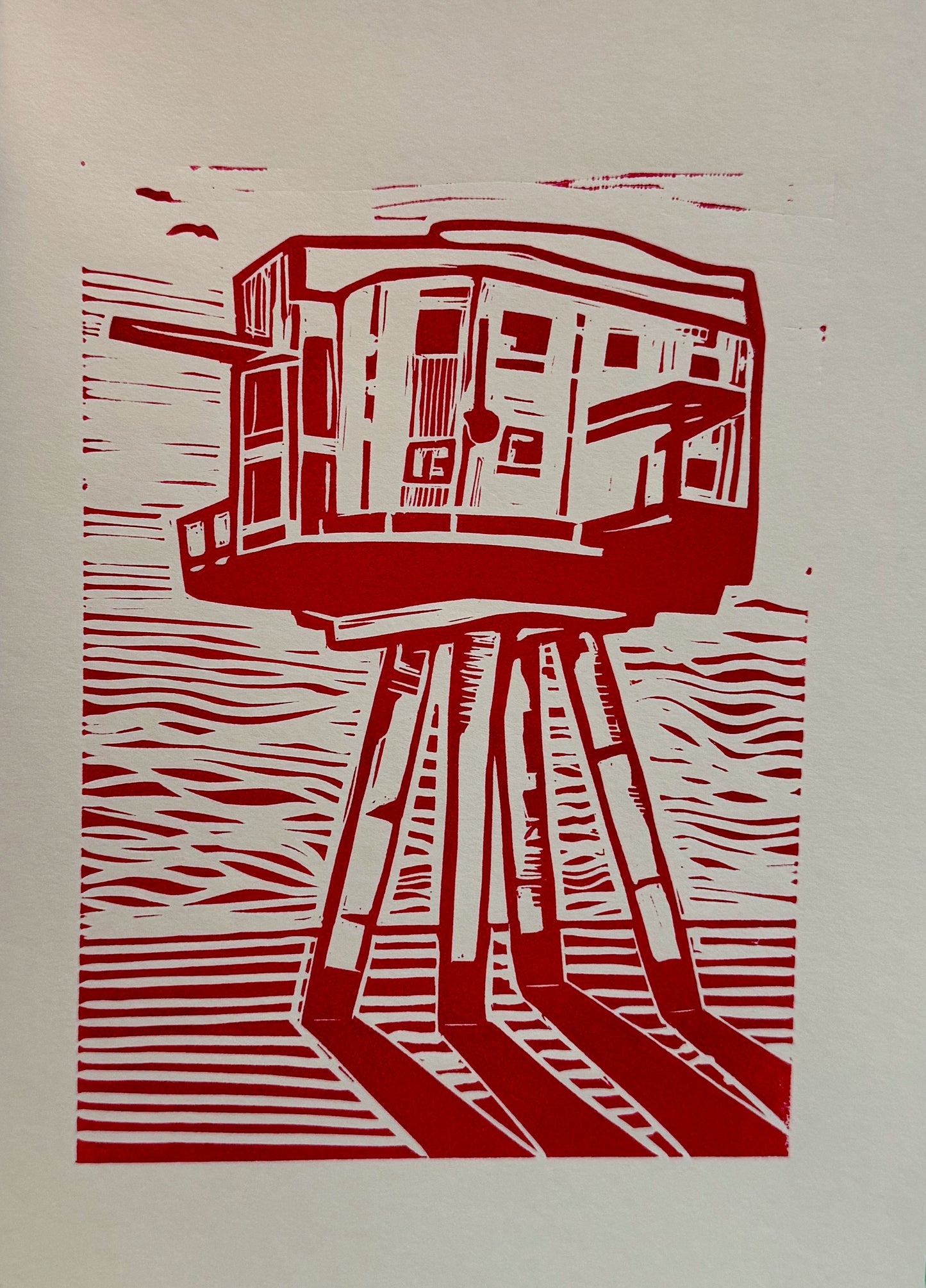 Red Sands Maunsell Sea Fort Linocut Print
