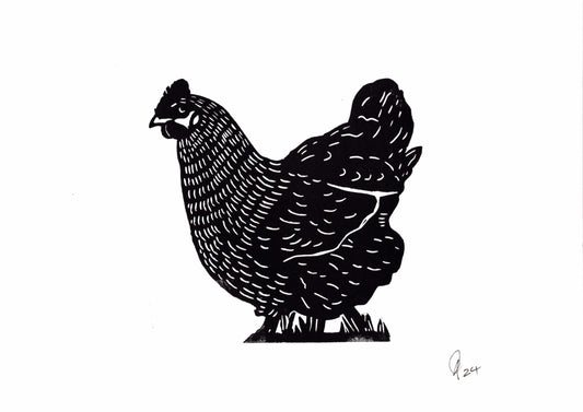 Hen Print - Handmade Linocut - Original Handmade and handprinted  From £10
