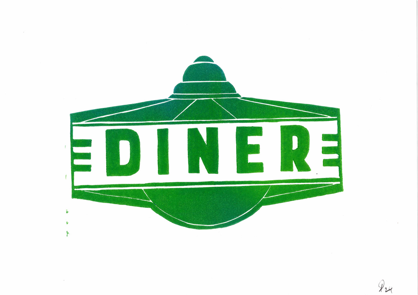 Green logo of a diner with the word 'DINER' on a white background