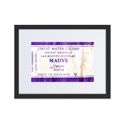 Vintage “Mauve” Watercolour Label – Framed Art Print